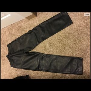 Unisex Black Leather Jeans